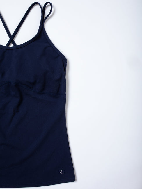 Strappy Bra Tank, Navy