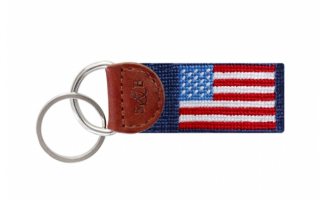 American Flag Needlepoint Key Fob
