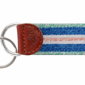 Heathered Surfer Stripe Needlepoint Key Fob