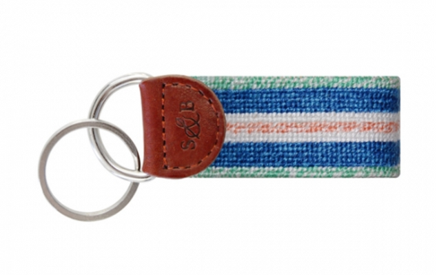 Heathered Surfer Stripe Needlepoint Key Fob